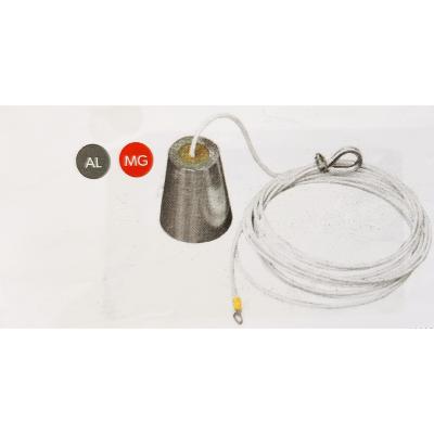 ANODE ALU A SUSPENDRE Ø53/80MM L.105MM AVEC CABLE 4,50M